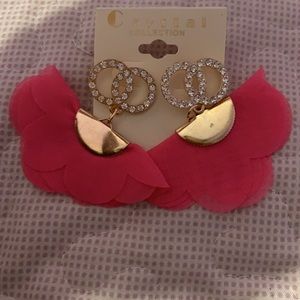 Flower and diamond earrings